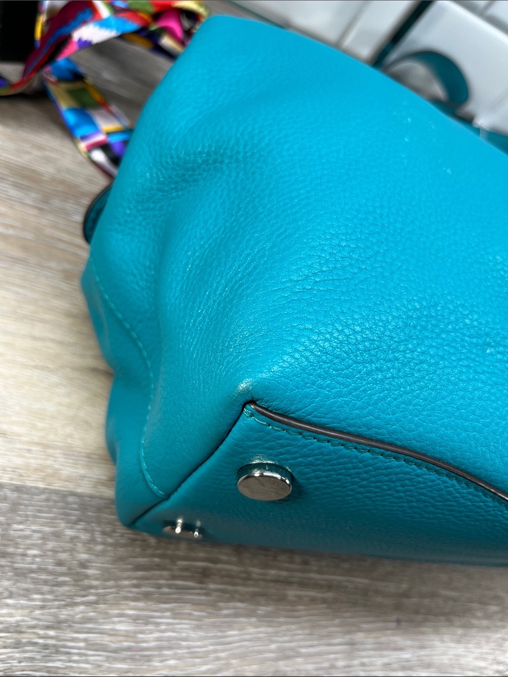 3551 MICHAEL KORS TEAL LEATHER SHOULDER BAG 261603551 - Picture 13 of 14
